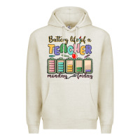 Oatmeal Heather battery life of a teacher monday friday Premium Hoodie - MaliasSmallBusiness