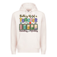 Pale Pink battery life of a teacher monday friday Premium Hoodie - MaliasSmallBusiness
