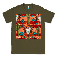 Army Green bull skull cactus seamless pattern Classic Tee - BundleAndBundleShop