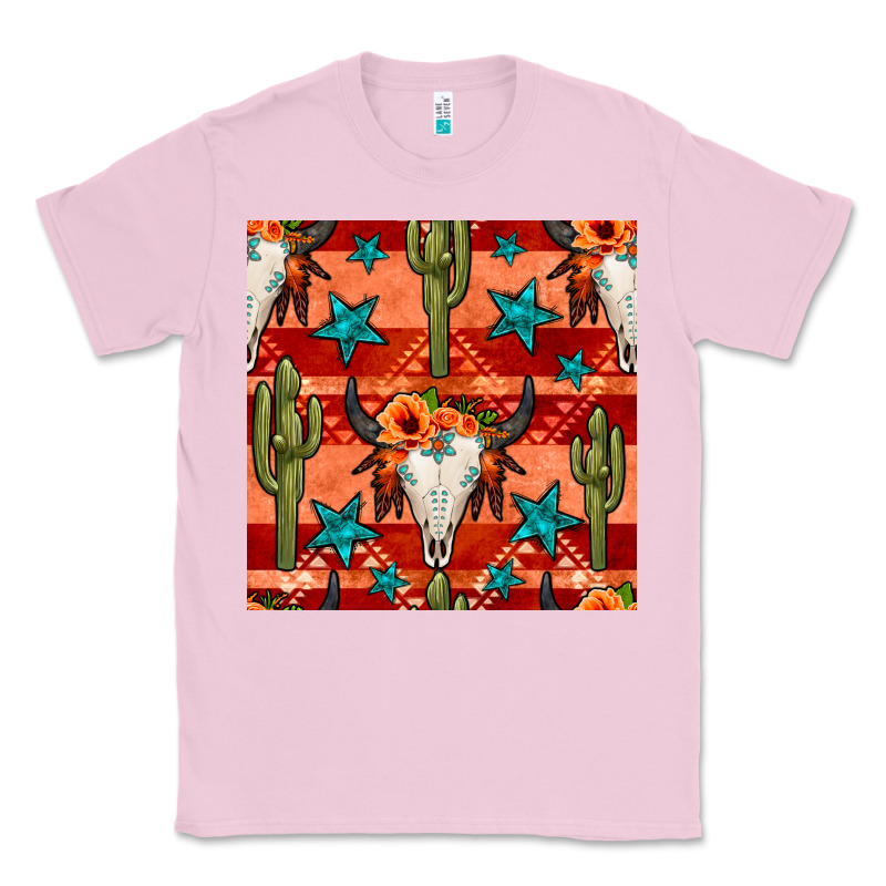 Bull Skull Cactus Seamless Pattern Classic Tee by BundleAndBundleShop | Teevron