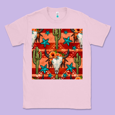 Bull Skull Cactus Seamless Pattern Classic Tee Designed By Bundleandbundleshop