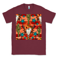 Burgundy bull skull cactus seamless pattern Classic Tee - BundleAndBundleShop