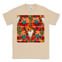 Mushroom bull skull cactus seamless pattern Classic Tee - BundleAndBundleShop