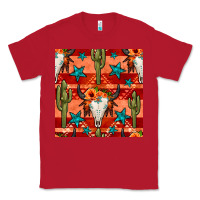 Red bull skull cactus seamless pattern Classic Tee - BundleAndBundleShop