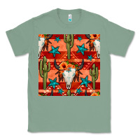 Sage bull skull cactus seamless pattern Classic Tee - BundleAndBundleShop