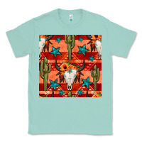 Seafoam bull skull cactus seamless pattern Classic Tee - BundleAndBundleShop
