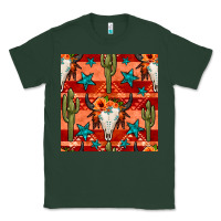 Sports Green bull skull cactus seamless pattern Classic Tee - BundleAndBundleShop