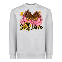 Heather Grey Self love pink afro nails Heavyweight Sweatshirt - RanaPortraitStore