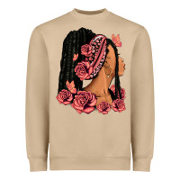 Mushroom Pink roses afro woman Heavyweight Sweatshirt - RanaPortraitStore