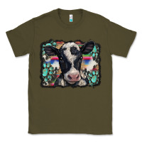 Army Green western background turquoises gemstones black and white baby cow Classic Tee - BarkalooDesign