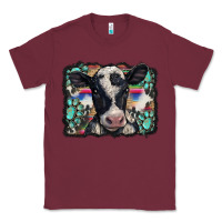 Burgundy western background turquoises gemstones black and white baby cow Classic Tee - BarkalooDesign