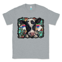 Heather Grey western background turquoises gemstones black and white baby cow Classic Tee - BarkalooDesign