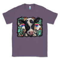 Lavender western background turquoises gemstones black and white baby cow Classic Tee - BarkalooDesign