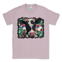 Lilac western background turquoises gemstones black and white baby cow Classic Tee - BarkalooDesign