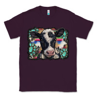 Plum western background turquoises gemstones black and white baby cow Classic Tee - BarkalooDesign
