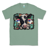 Sage western background turquoises gemstones black and white baby cow Classic Tee - BarkalooDesign