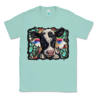 Seafoam western background turquoises gemstones black and white baby cow Classic Tee - BarkalooDesign