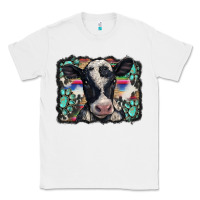White western background turquoises gemstones black and white baby cow Classic Tee - BarkalooDesign
