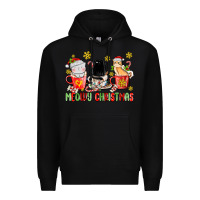 Black meowy christmas cats coffee cups Premium Hoodie - MaliasSmallBusiness