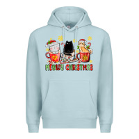 Blue Mist meowy christmas cats coffee cups Premium Hoodie - MaliasSmallBusiness
