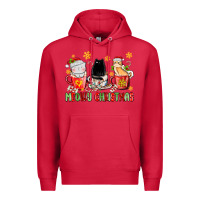 Cardinal meowy christmas cats coffee cups Premium Hoodie - MaliasSmallBusiness
