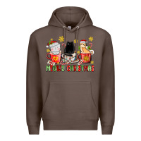 Coffee meowy christmas cats coffee cups Premium Hoodie - MaliasSmallBusiness