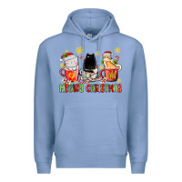 Colony Blue meowy christmas cats coffee cups Premium Hoodie - MaliasSmallBusiness