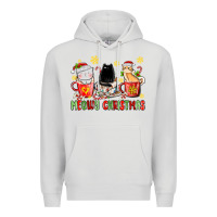 Dove Grey meowy christmas cats coffee cups Premium Hoodie - MaliasSmallBusiness