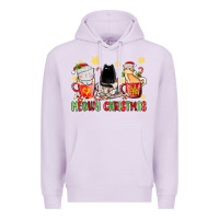 Lilac meowy christmas cats coffee cups Premium Hoodie - MaliasSmallBusiness