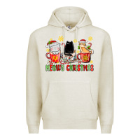 Oatmeal Heather meowy christmas cats coffee cups Premium Hoodie - MaliasSmallBusiness