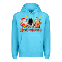 Meowy Christmas Cats Coffee Cups Premium Hoodie | Teevron