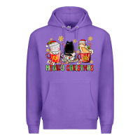 Purple meowy christmas cats coffee cups Premium Hoodie - MaliasSmallBusiness