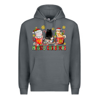 Rock meowy christmas cats coffee cups Premium Hoodie - MaliasSmallBusiness