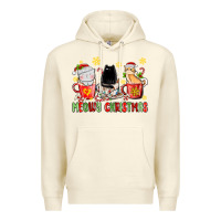 Sandshell meowy christmas cats coffee cups Premium Hoodie - MaliasSmallBusiness