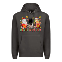 Smoke meowy christmas cats coffee cups Premium Hoodie - MaliasSmallBusiness