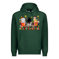 Sports Green meowy christmas cats coffee cups Premium Hoodie - MaliasSmallBusiness