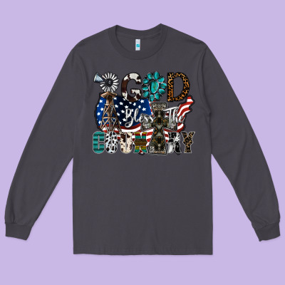 God Bless The Country Long Sleeve Tee Designed By Sublimationcraftshop
