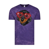 Cloud Purple dachshund with love glasses Vintage Tee - RanaPortraitStore