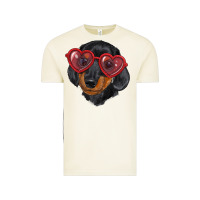 Vintage Arctic dachshund with love glasses Vintage Tee - RanaPortraitStore