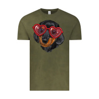 Vintage Olive dachshund with love glasses Vintage Tee - RanaPortraitStore