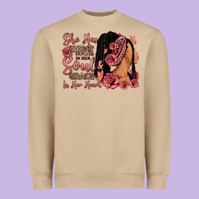 Heavyweight Sweatshirt She has fire in her soul afro woman
