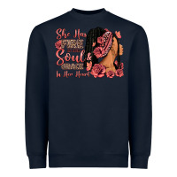 Navy She has fire in her soul afro woman Heavyweight Sweatshirt - RanaPortraitStore