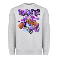 Heather Grey Purple galaxy sneaker girl Heavyweight Sweatshirt - RanaPortraitStore