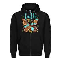Black faith leopard butterfly Zipper Hoodie - JahusDesignShop