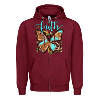 Burgundy faith leopard butterfly Zipper Hoodie - JahusDesignShop