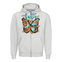 Dove Grey faith leopard butterfly Zipper Hoodie - JahusDesignShop