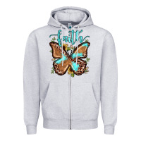 Heather Grey faith leopard butterfly Zipper Hoodie - JahusDesignShop