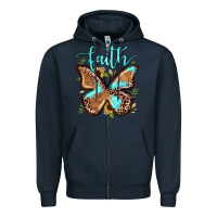 Navy faith leopard butterfly Zipper Hoodie - JahusDesignShop