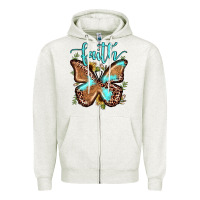 Oatmeal Heather faith leopard butterfly Zipper Hoodie - JahusDesignShop