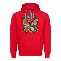 Red faith leopard butterfly Zipper Hoodie - JahusDesignShop